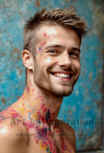 Colorful Happy Male Faces – AI Abstract Art