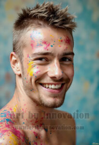 Colorful Happy Male Faces – AI Abstract Art