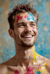 Colorful Happy Male Faces – AI Abstract Art
