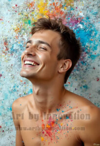 Colorful Happy Male Faces – AI Abstract Art