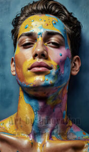 Colorful Happy Male Faces – AI Abstract Art