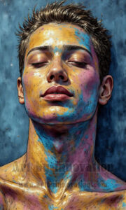 Colorful Happy Male Faces – AI Abstract Art