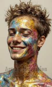 Colorful Happy Male Faces – AI Abstract Art