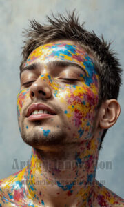 Colorful Happy Male Faces – AI Abstract Art