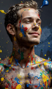 Colorful Happy Male Faces – AI Abstract Art