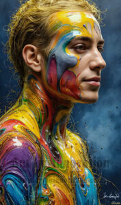 Colorful Happy Male Faces – AI Abstract Art