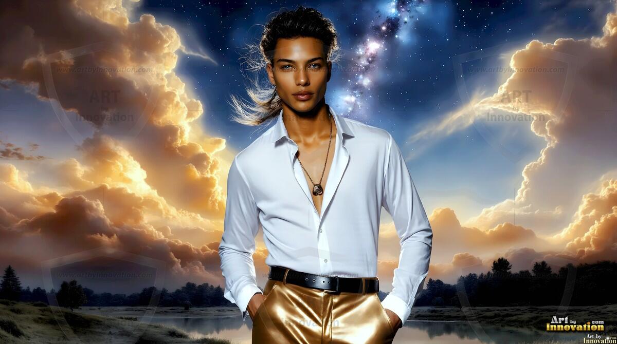 AI-generated Golden City Young Men — beautiful handsome young men in their teens and 20s on balconies overlooking a majestic golden heavenly city. 349 images by Jeff Dupler.