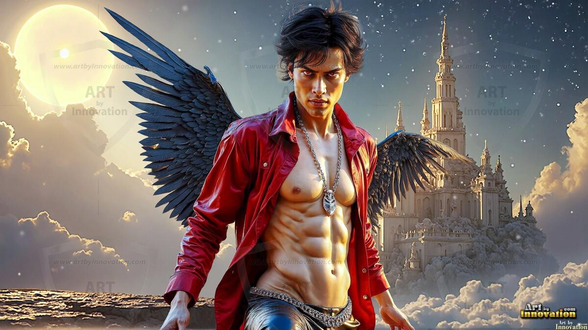 AI-generated Golden City Young Men — beautiful handsome young men in their teens and 20s on balconies overlooking a majestic golden heavenly city. 349 images by Jeff Dupler.