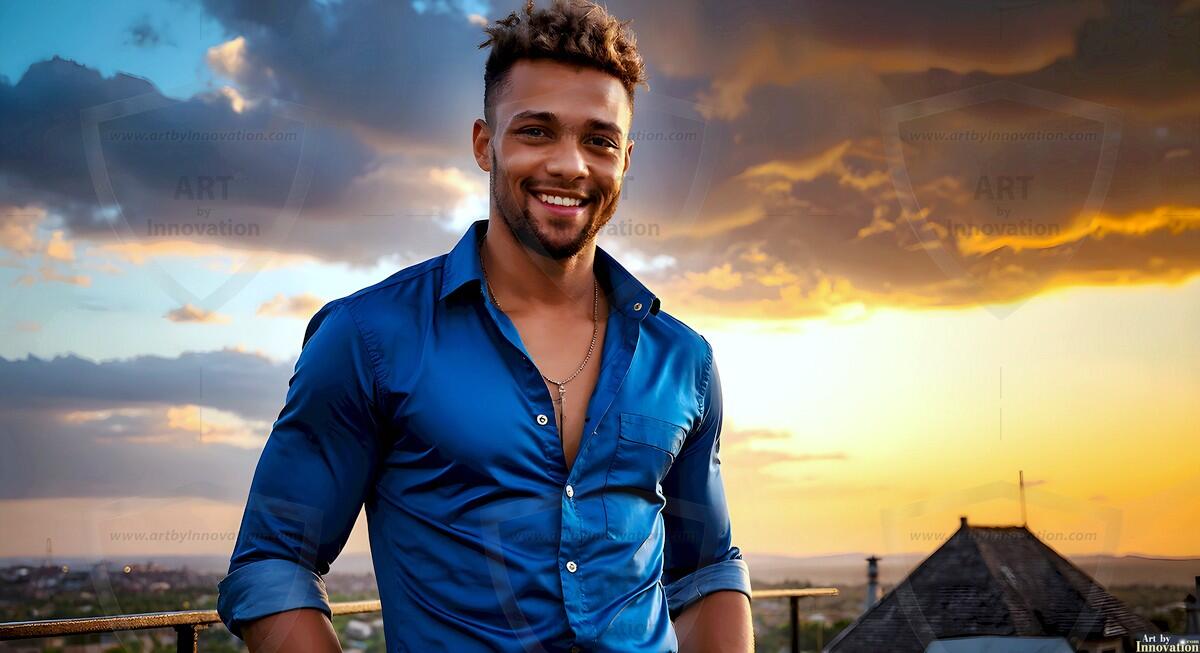 AI-generated Golden City Young Men — beautiful handsome young men in their teens and 20s on balconies overlooking a majestic golden heavenly city. 349 images by Jeff Dupler.