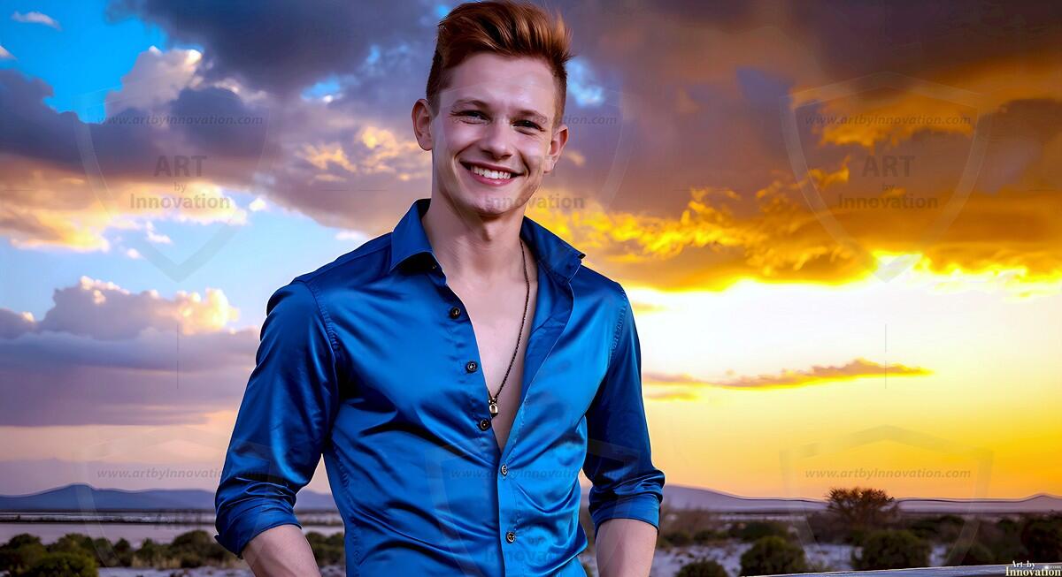 AI-generated Golden City Young Men — beautiful handsome young men in their teens and 20s on balconies overlooking a majestic golden heavenly city. 349 images by Jeff Dupler.