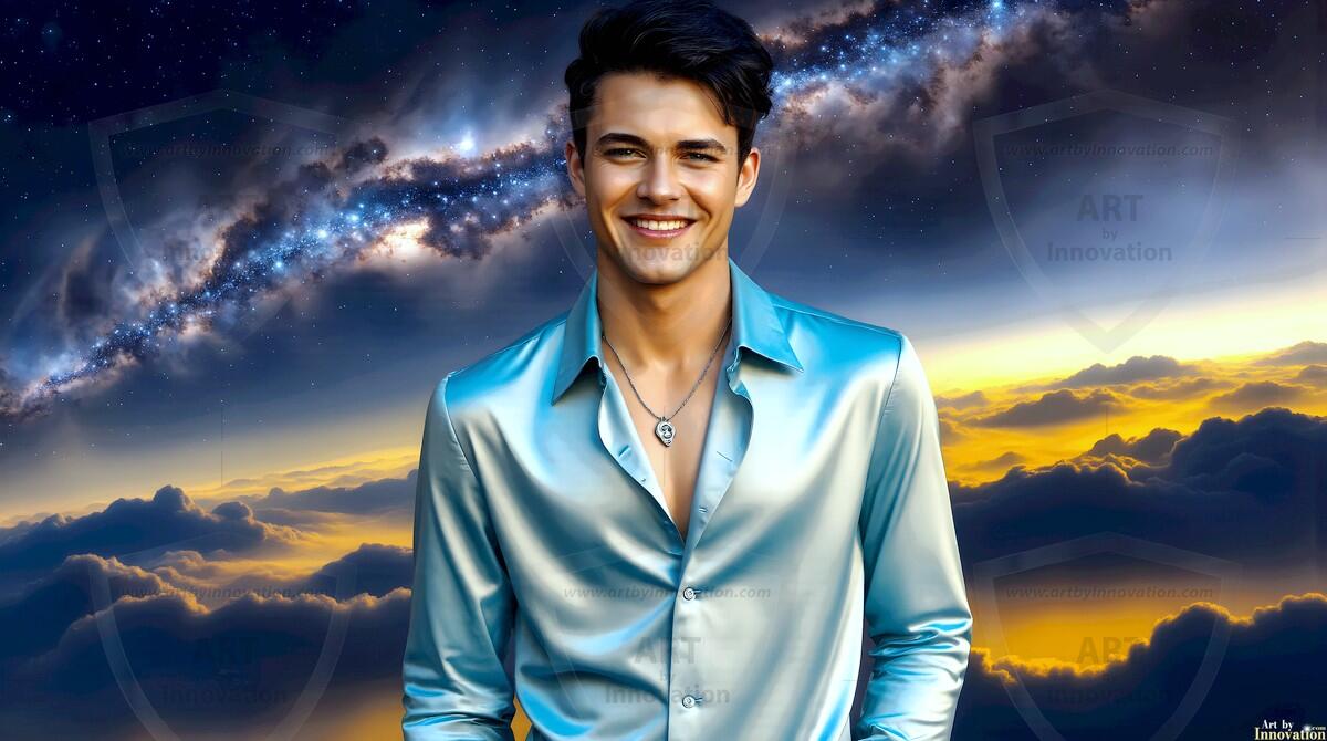 AI-generated Golden City Young Men — beautiful handsome young men in their teens and 20s on balconies overlooking a majestic golden heavenly city. 349 images by Jeff Dupler.