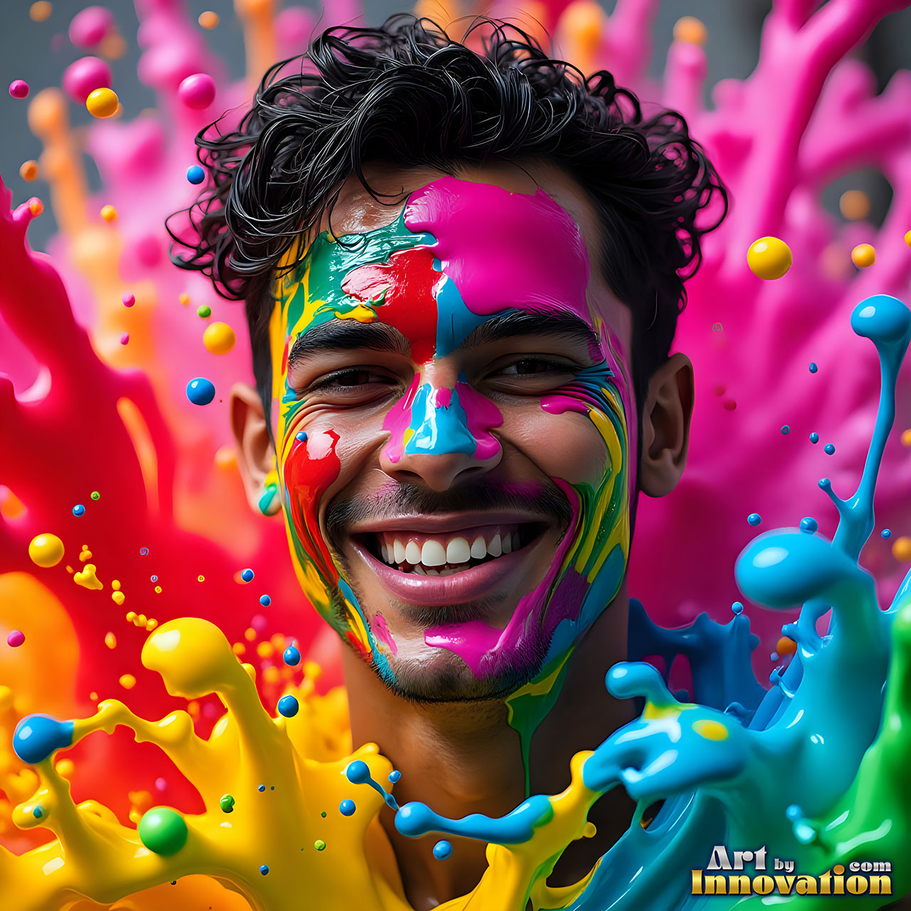 Male Body Paint Splat Fun