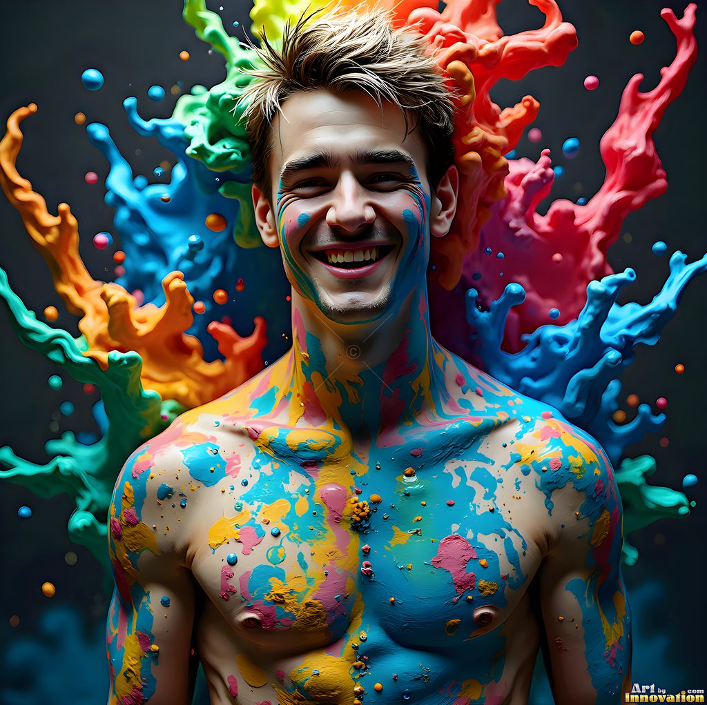 Body Paint Splat Fun - AI Abstract Art
