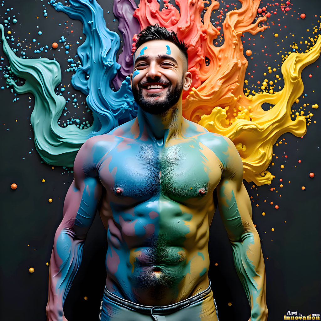 Body Paint Splat Fun - AI Abstract Art