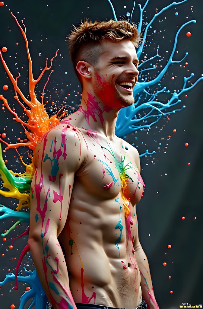Body Paint Splat Fun - AI Abstract Art