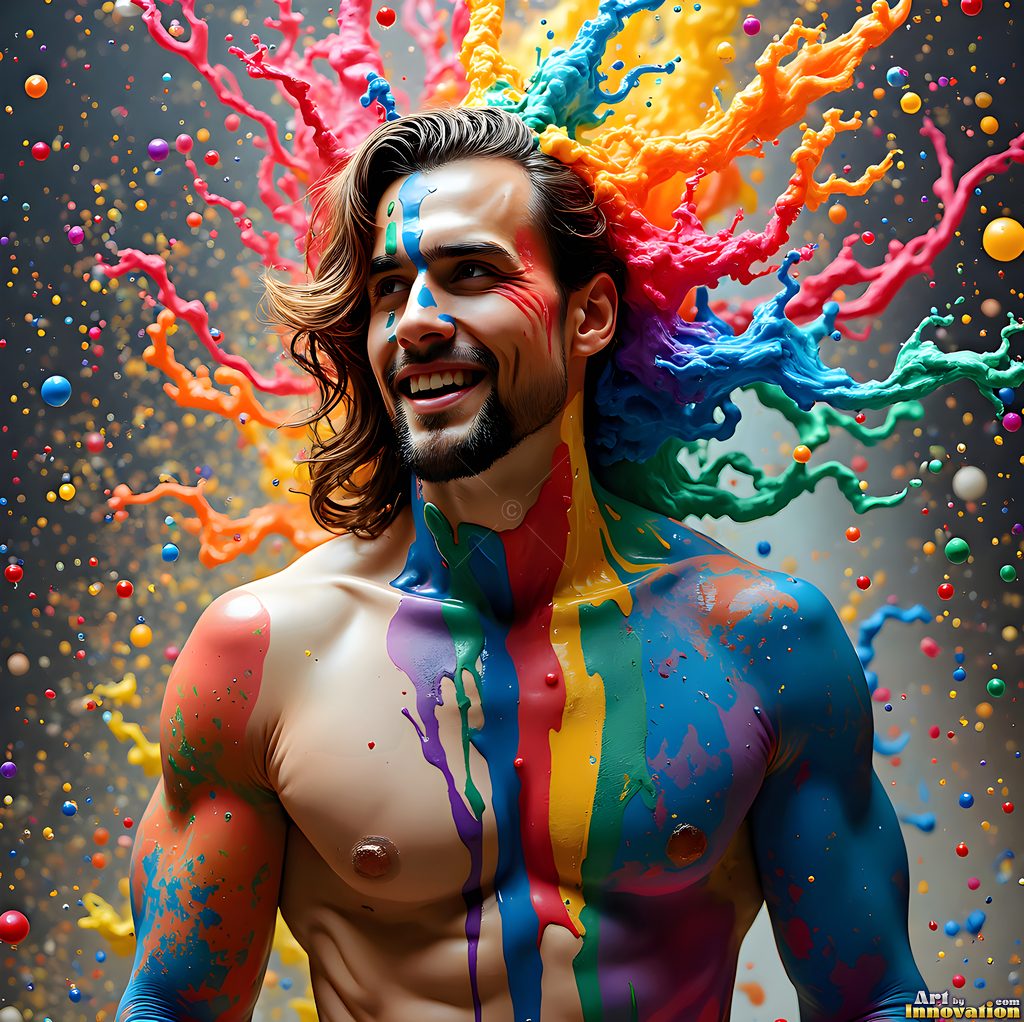 Body Paint Splat Fun - AI Abstract Art
