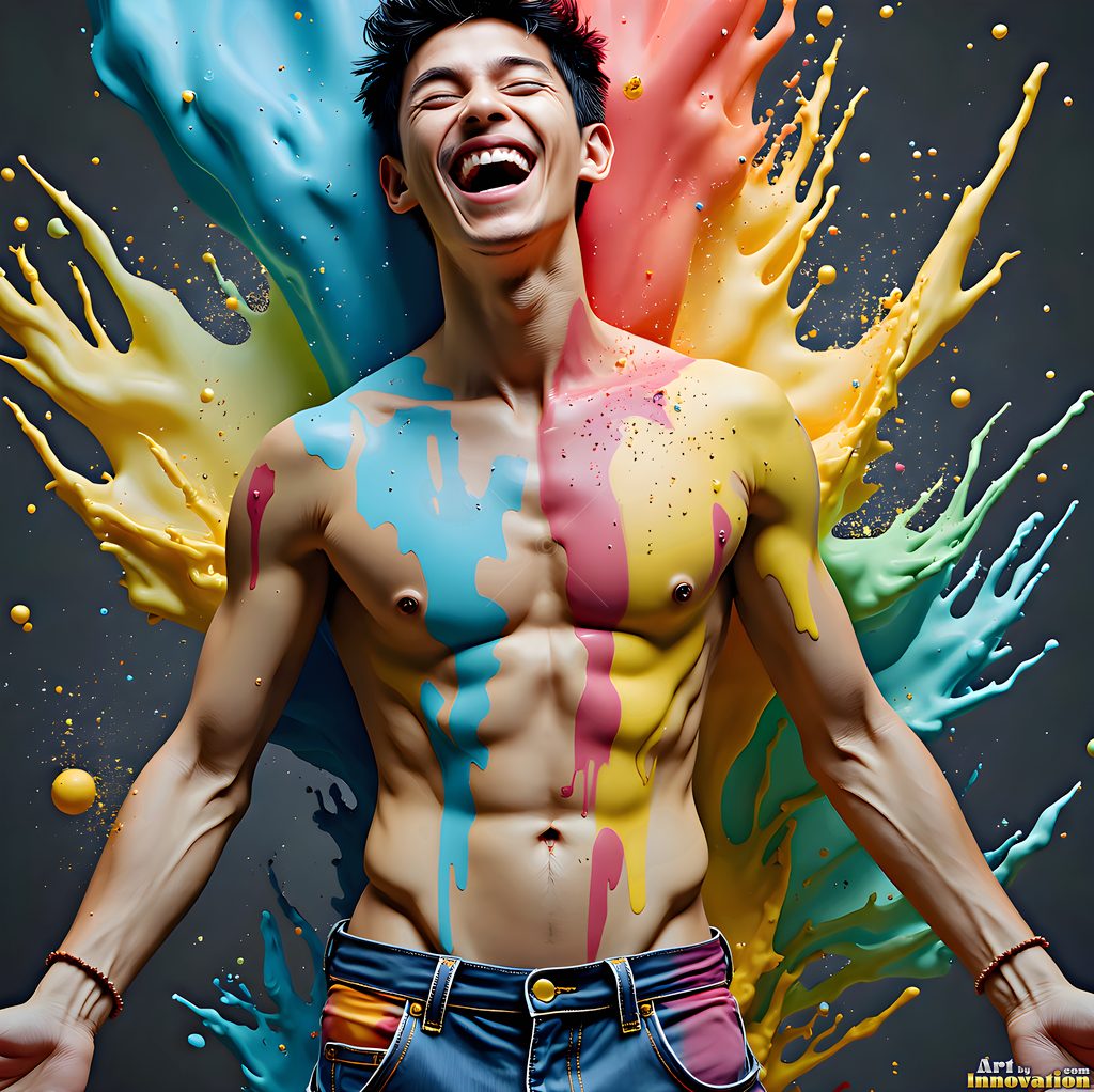 Body Paint Splat Fun - AI Abstract Art