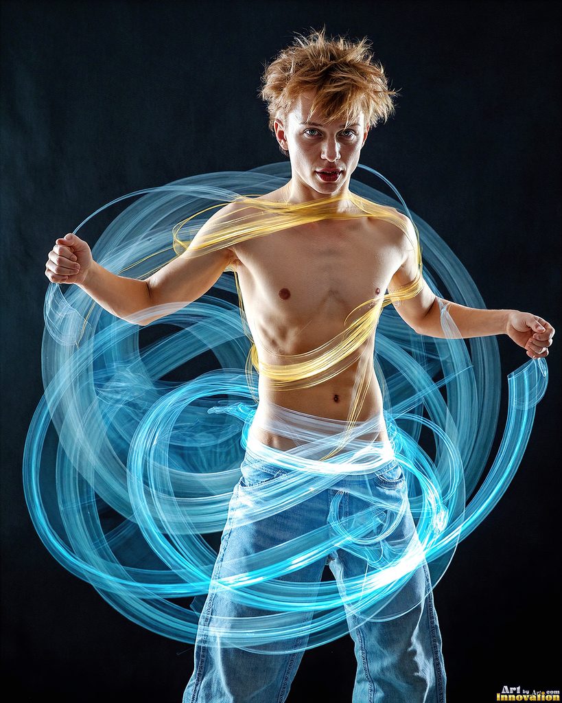 Men Dancing with Light Rays - AI Abstract Art