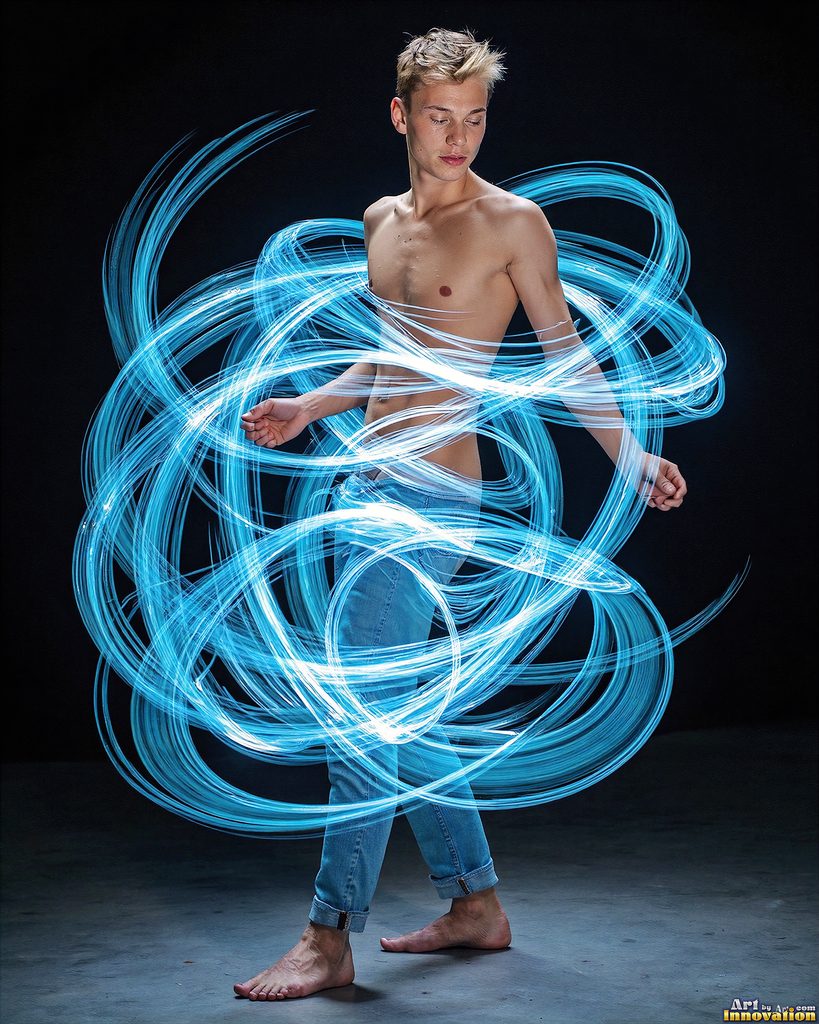 Men Dancing with Light Rays - AI Abstract Art