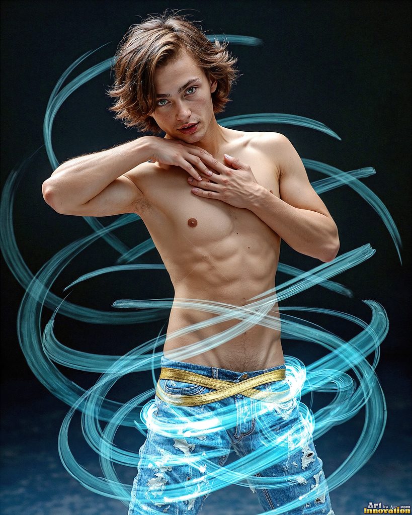 Men Dancing with Light Rays - AI Abstract Art