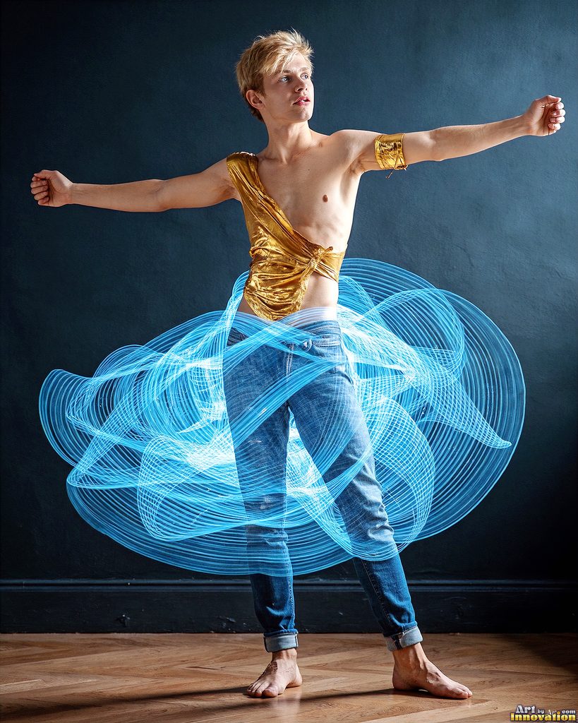 Men Dancing with Light Rays - AI Abstract Art