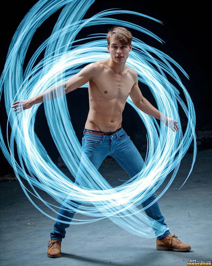 Men Dancing with Light Rays - AI Abstract Art