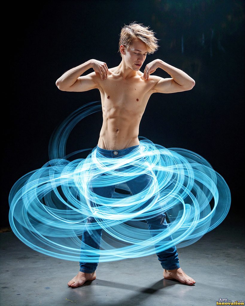 Men Dancing with Light Rays - AI Abstract Art