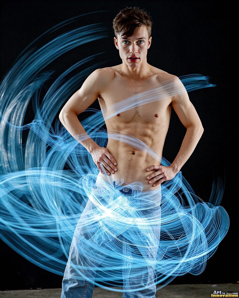 Men Dancing with Light Rays - AI Abstract Art