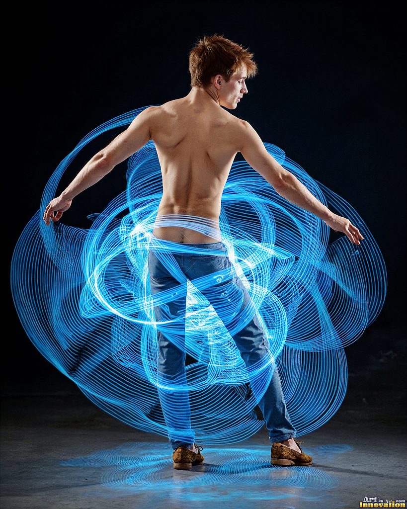 Men Dancing with Light Rays - AI Abstract Art