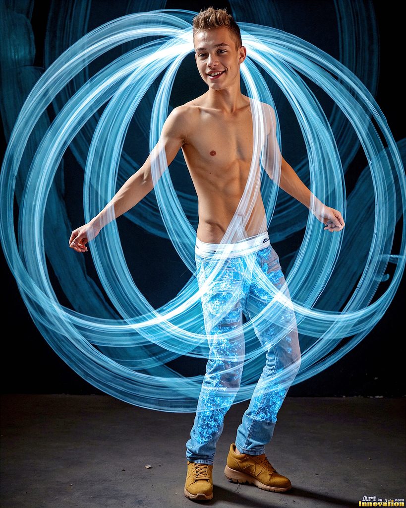 Men Dancing with Light Rays - AI Abstract Art
