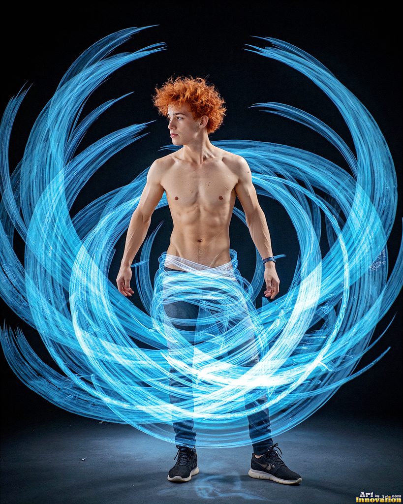 Men Dancing with Light Rays - AI Abstract Art