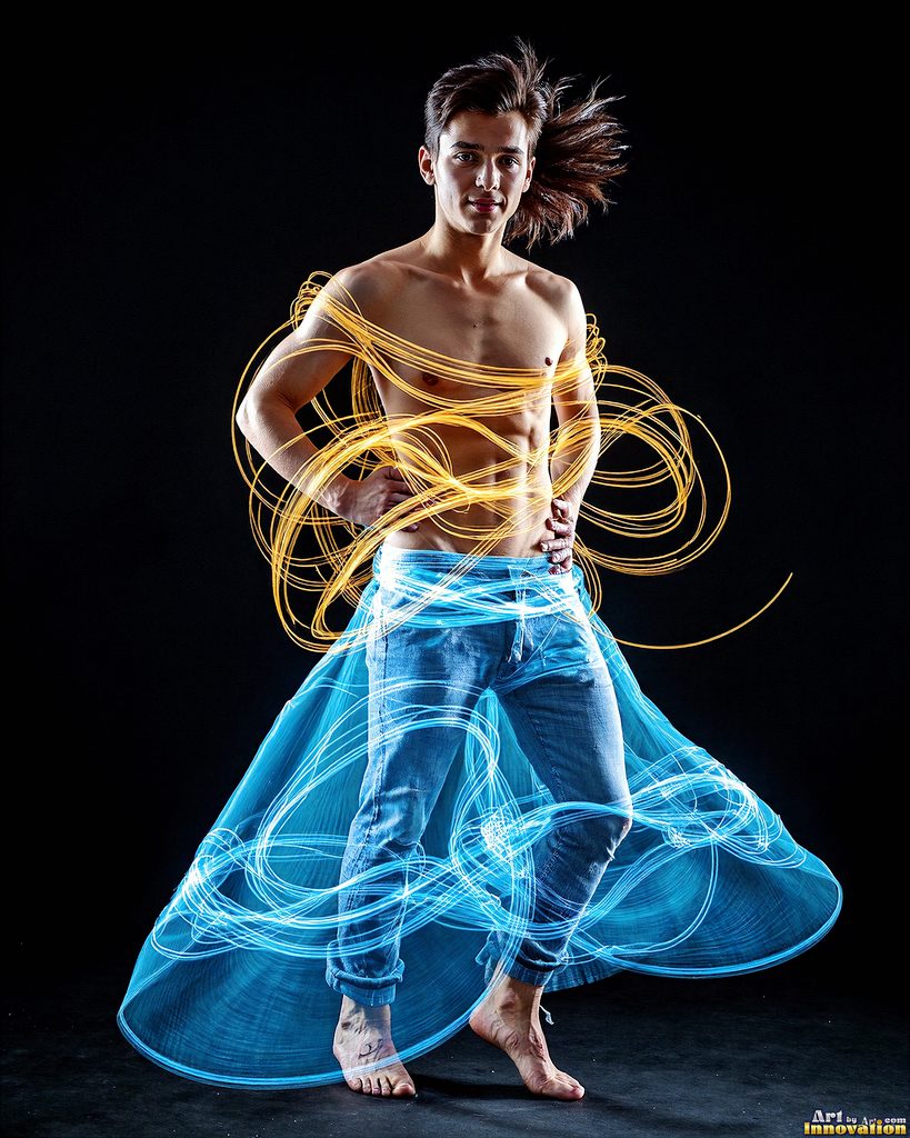 Men Dancing with Light Rays - AI Abstract Art