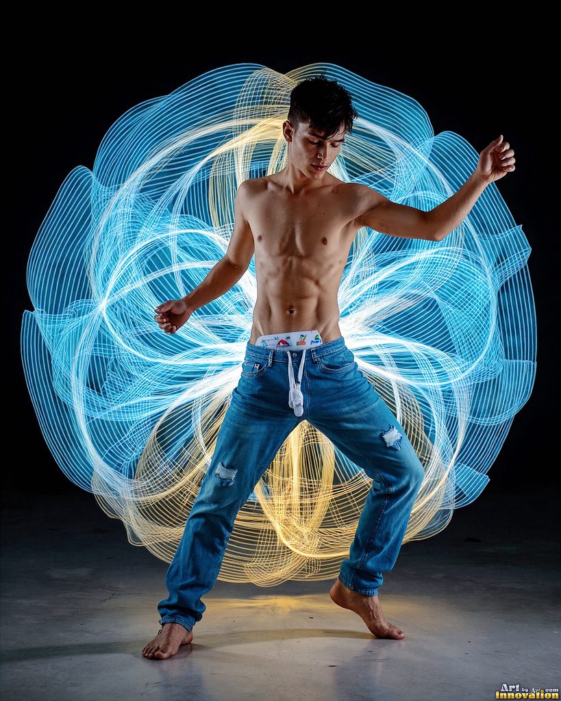 Men Dancing with Light Rays - AI Abstract Art