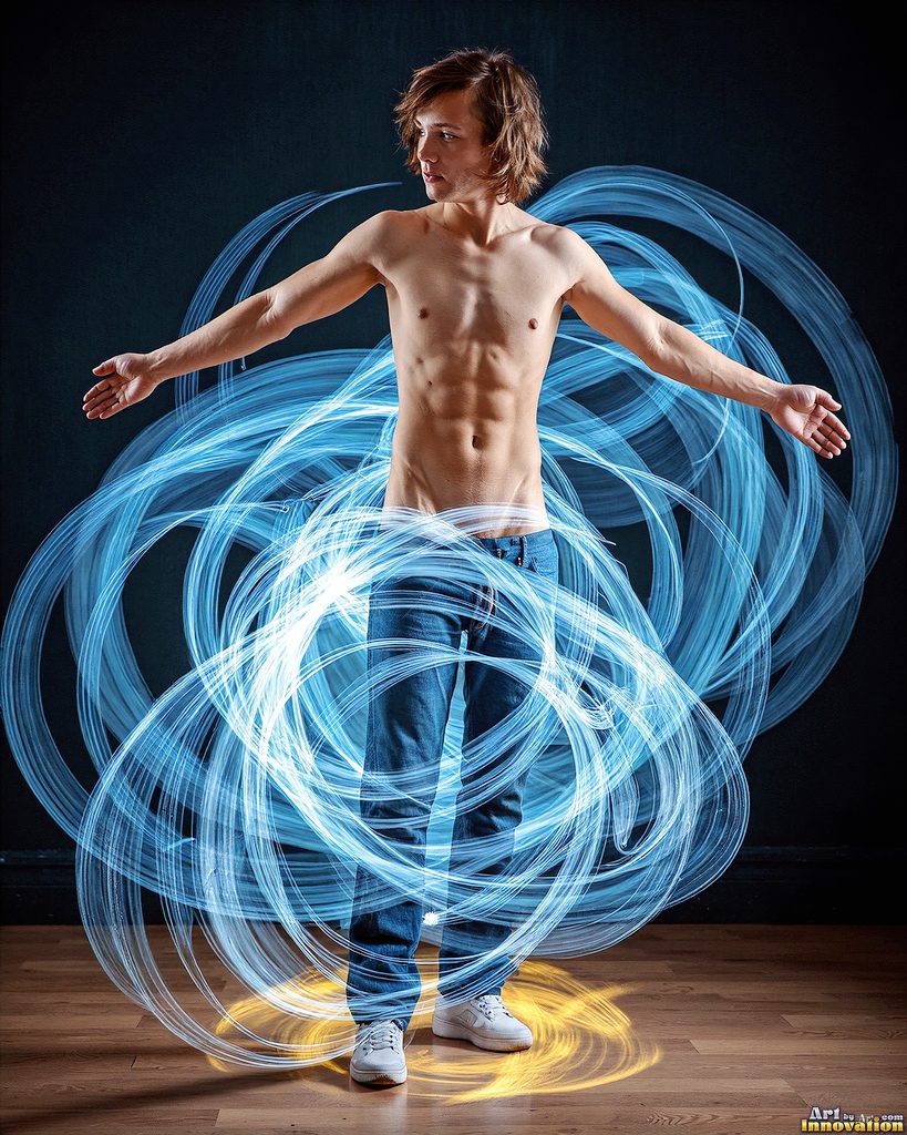 Men Dancing with Light Rays - AI Abstract Art
