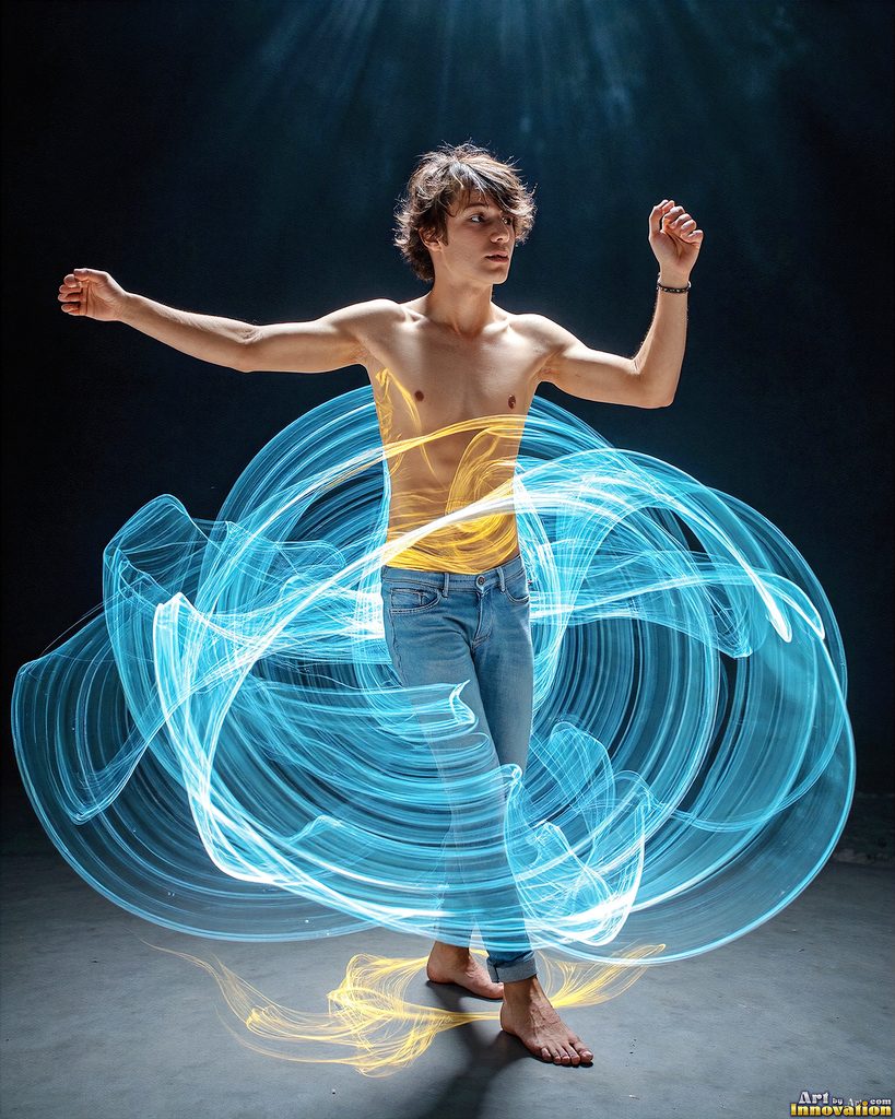 Men Dancing with Light Rays - AI Abstract Art