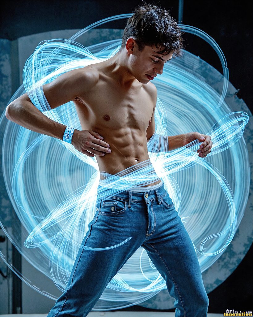 Men Dancing with Light Rays - AI Abstract Art