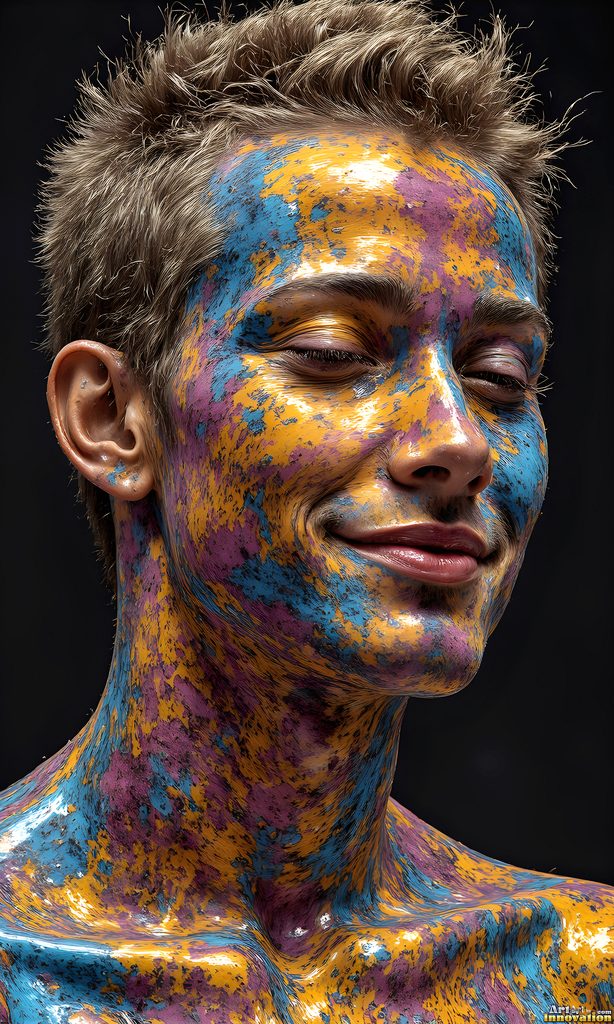 Colorful Happy Male Faces - AI Abstract Art